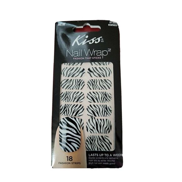 Kiss Nail Wrap Fashion That Sticks 57380 CAMISOLE (ZEBRA) 18 Strips (EACH) - Picture 2 of 5